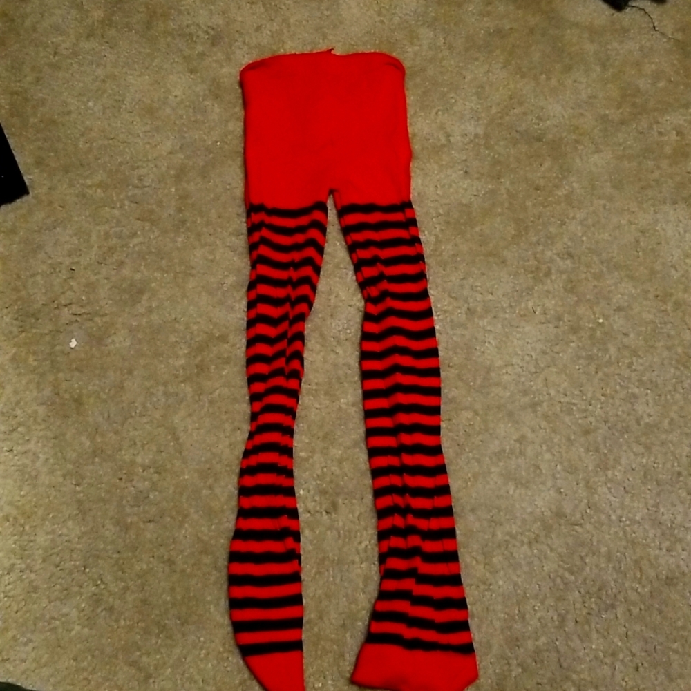 Sz Medium Adorable Red/Black Tights.  MUST BE BUNDLED!